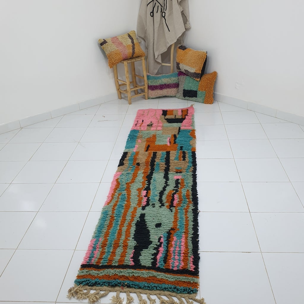 SINALI Runner | 9'5x2'4 Ft | 2,89x0,73 m | Moroccan Colorful Rug | 100% wool handmade - OunizZ