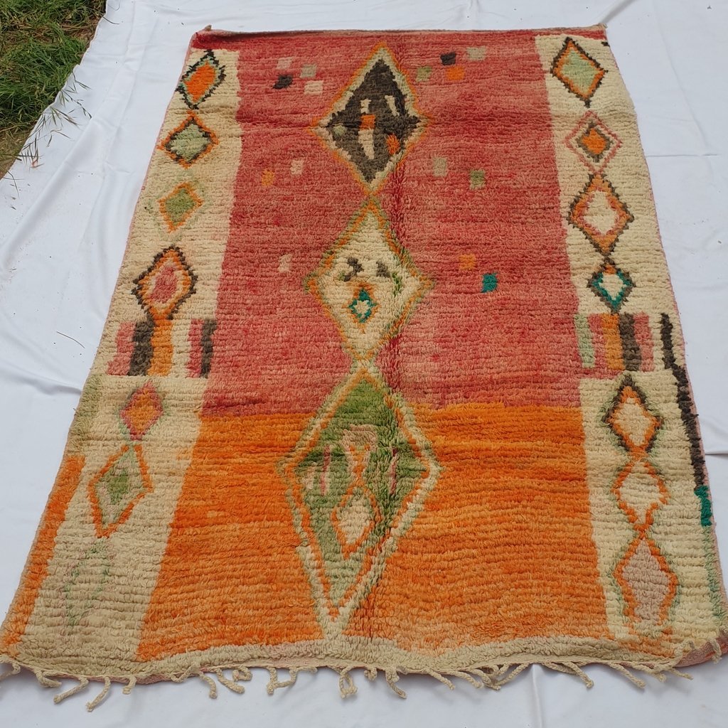 SINYAN | 8'6x5 Ft | 2,60x1,50 m | Moroccan Colorful Rug | 100% wool handmade - OunizZ