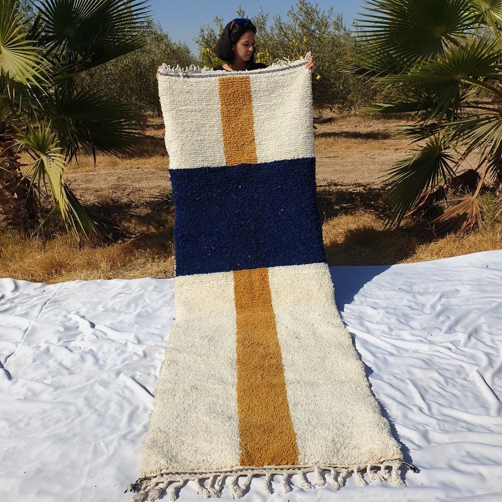 SLIBA Runner | 9'5x3'1 Ft | 2,91x0,95 m | Moroccan Colorful Rug | 100% wool handmade - OunizZ