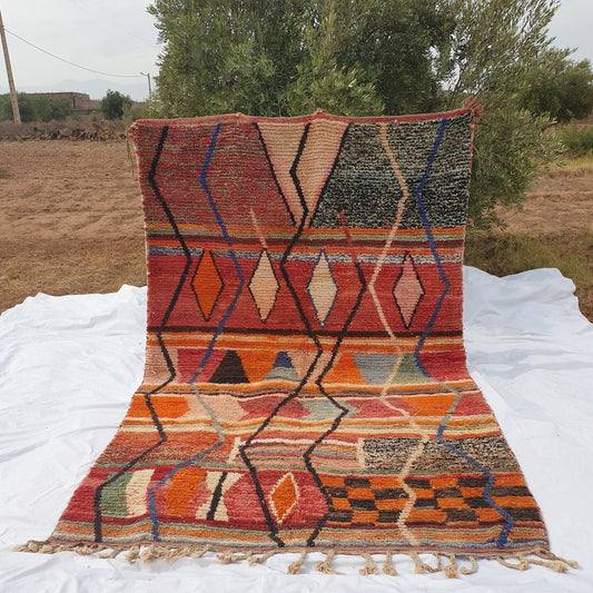 Soft Boujaad Rug Moroccan Colorful Living room carpet | 9'7x6'2 Ft | 297x190 cm | JAHINA | 100% wool handmade - OunizZ