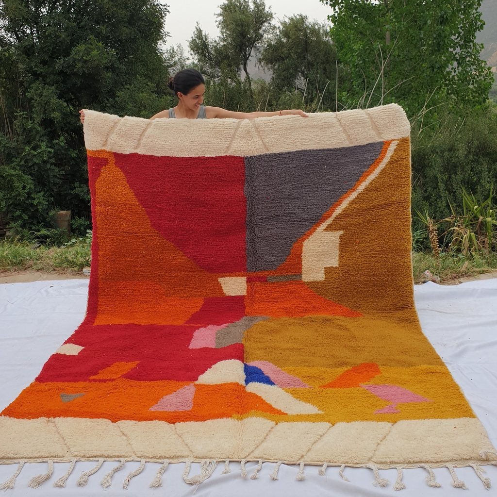 SUKAR | 9'5x7'5 Ft | 3x2 m | Moroccan Beni Ourain Rug | 100% wool handmade - OunizZ