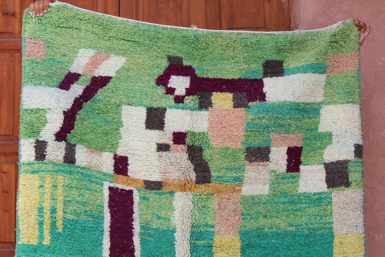 TADNUT | Boujaad Green Rug | 100% wool handmade in Morocco - OunizZ