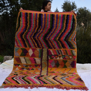 TAFROUD | 8x5 Ft | 247x153 cm | Moroccan Colorful Rug | 100% wool handmade - OunizZ