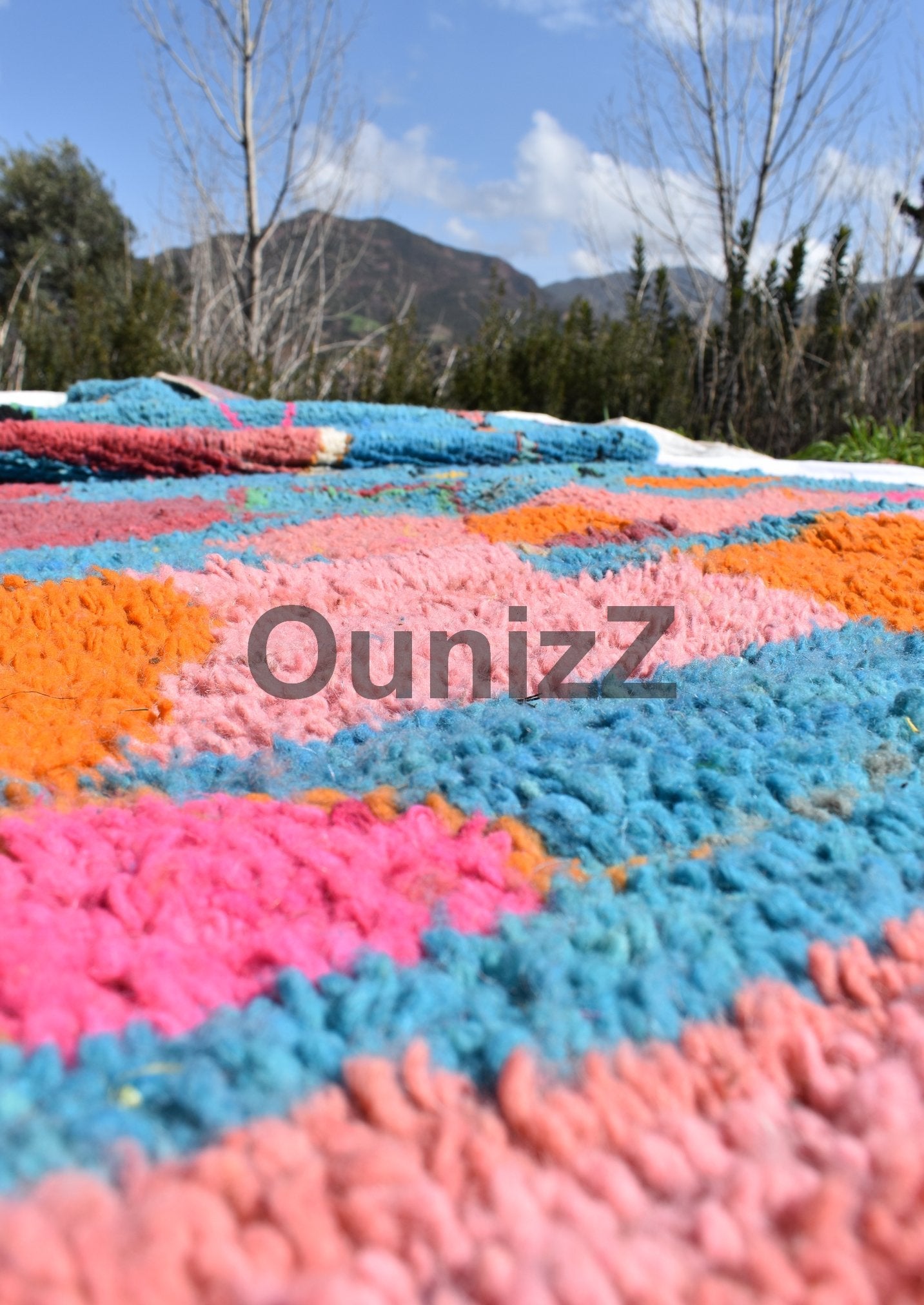 TAMELALT | 8'4x4'92 Ft | 256x150 cm | Moroccan Blue Rug | 100% wool handmade - OunizZ