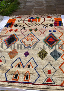 TARLOUA | Azilal White Rug | 100% wool handmade in Morocco - OunizZ
