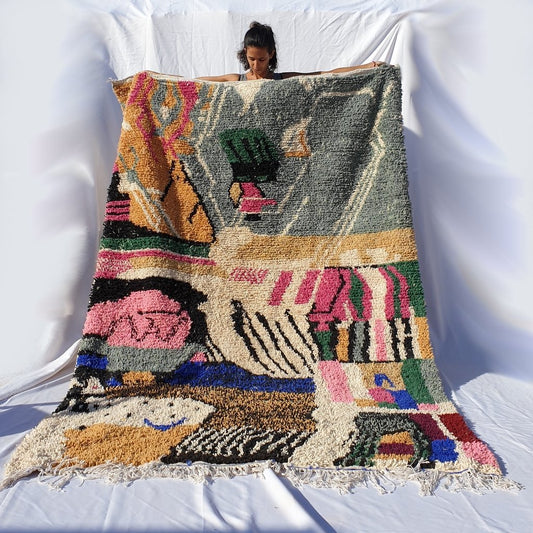 TAXRBITA | 9x6 Ft | 3x2 m | Moroccan Colorful Rug | 100% wool handmade - OunizZ