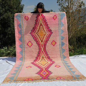 TAZZEQA | 8x5 Ft | 2,5x1,5 m | Moroccan Colorful Rug | 100% wool handmade - OunizZ