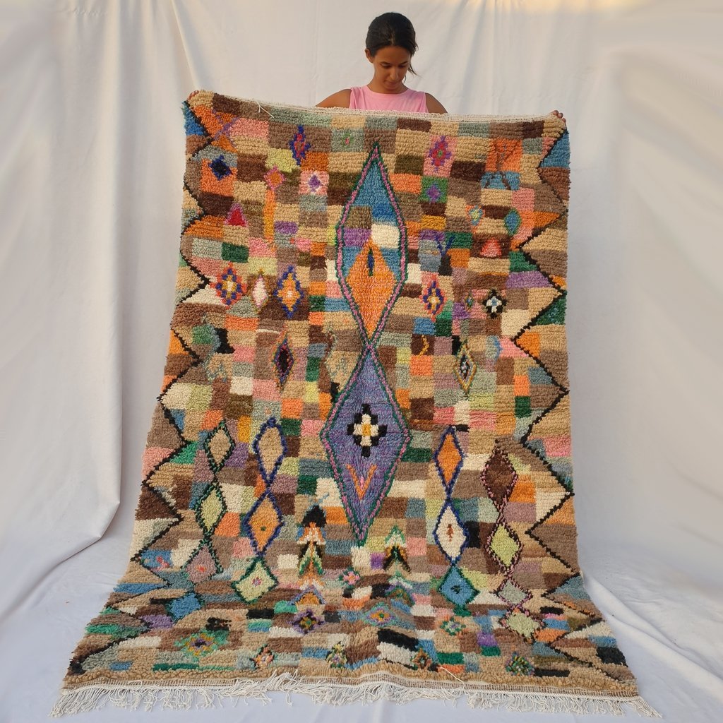 TIBIJ | 7'7x4'9 Ft | 2,34x1,50 m | Moroccan Colorful Rug | 100% wool handmade - OunizZ