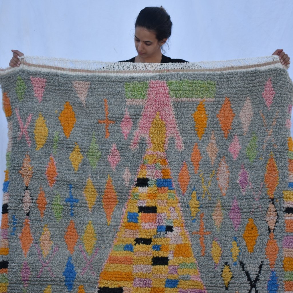 TIFERD | 8x5 Ft | 2,5x1,5 m | Moroccan Colorful Rug | 100% wool handmade - OunizZ
