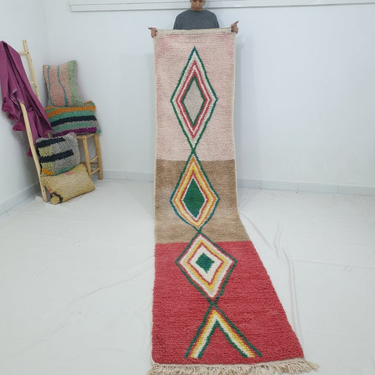 TLADA Runner | 12x2'7 Ft | 3,65x0,83 m | Moroccan Colorful Rug | 100% wool handmade - OunizZ