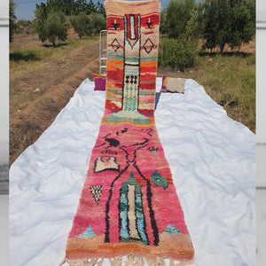 TWAZR Runner | 15'7x2'8 Ft | 4,8x0,87 m | Moroccan Colorful Rug | 100% wool handmade - OunizZ