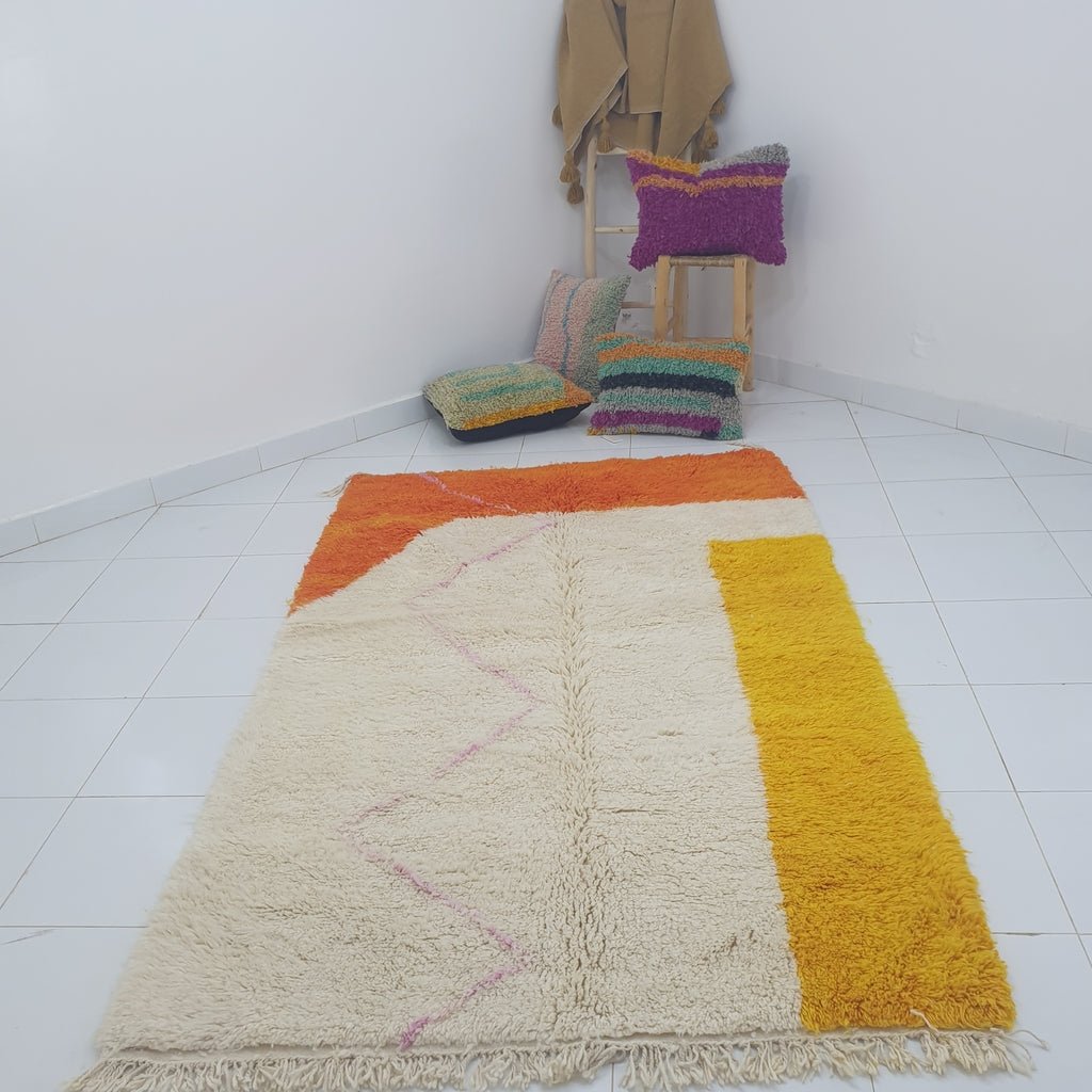 TWIBI Beni Ourain Moroccan Rug | | 8'4x5 Ft | 2,55x1,55 m | 100% wool handmade - OunizZ