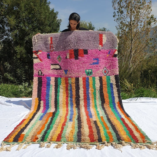 TZELLEF | 8'5x5 Ft | 2,5x1,5 m | Moroccan Colorful Rug | 100% wool handmade - OunizZ