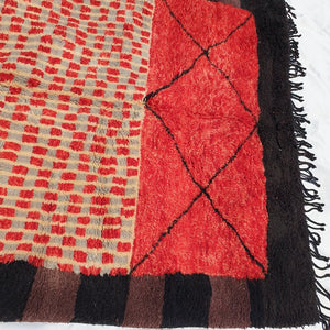Ultra Fluffy Moroccan Beni rug | 10'5x6'7 Ft | 3,2x2 m | RAWJA | Moroccan Colorful Beni Mrirt Rug | 100% wool handmade - OunizZ
