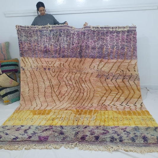 Ultra Fluffy Moroccan Beni rug | 10x8'7 Ft | 3x2,60 m | MIBELADA | Moroccan Colorful Beni Mrirt Rug | 100% wool handmade - OunizZ