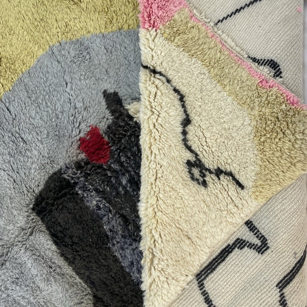 Ultra Fluffy Moroccan Beni rug | 9'4x7 Ft | 2,87x2,15 m | WAJEH | Moroccan Colorful Beni Mrirt Rug | 100% wool handmade - OunizZ
