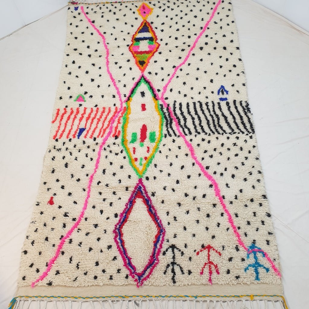 White Azilal Moroccan Rug | Berber Moroccan Rug | Moroccan Living room Rug | Authentic Handmade Moroccan Wool Rug | 321x183 cm | 10'5x6 ft - OunizZ