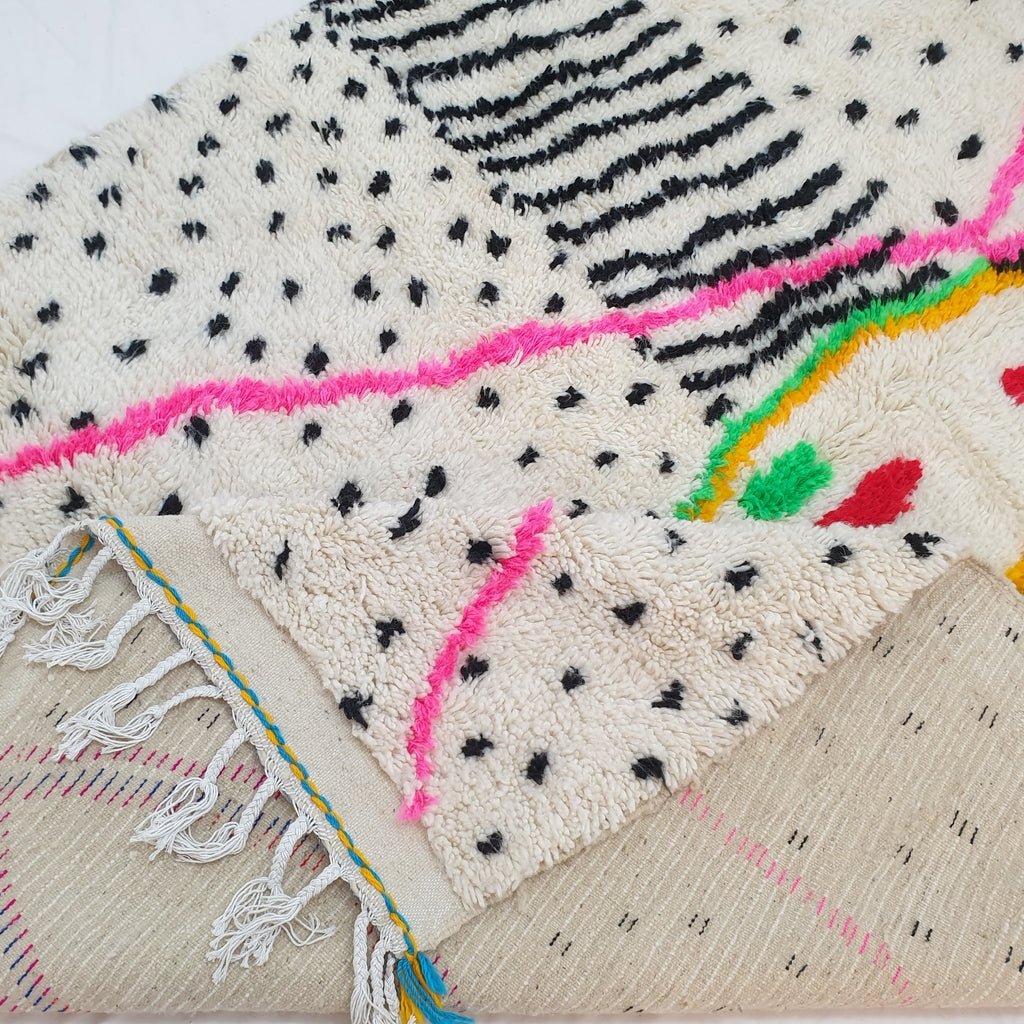 White Azilal Moroccan Rug | Berber Moroccan Rug | Moroccan Living room Rug | Authentic Handmade Moroccan Wool Rug | 321x183 cm | 10'5x6 ft - OunizZ