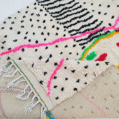 White Azilal Moroccan Rug | Berber Moroccan Rug | Moroccan Living room Rug | Authentic Handmade Moroccan Wool Rug | 321x183 cm | 10'5x6 ft - OunizZ