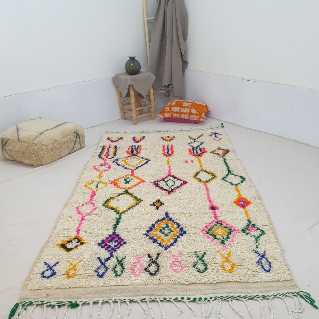 Bathroom Rug 3x5 Ft Tribal Morocco Vintage Rugs Azilal 