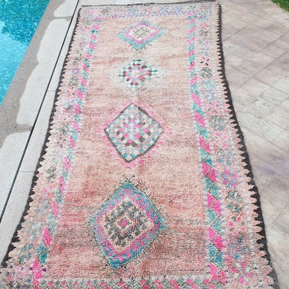 YASNA | 12'4x5'35 Ft | 3,80x1,63 m | Moroccan VINTAGE Colorful Rug | 100% wool handmade - OunizZ