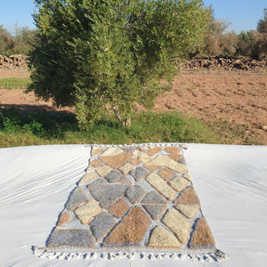 Zellij - Moroccan Rug Beni Ouarain | Colorful Authentic Berber Handmade Bedroom Rug | 8'79x4'70 Ft | 2,68x1,43 m - OunizZ