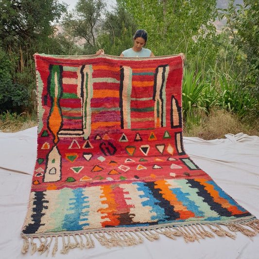 Zmima - MOROCCAN RUG BOUJAAD | Moroccan Berber Rug | Colorful Rug Moroccan Carpet | Authentic Handmade Berber Bedroom Rugs | 9'84x6'62 Ft | 300x202 cm - OunizZ